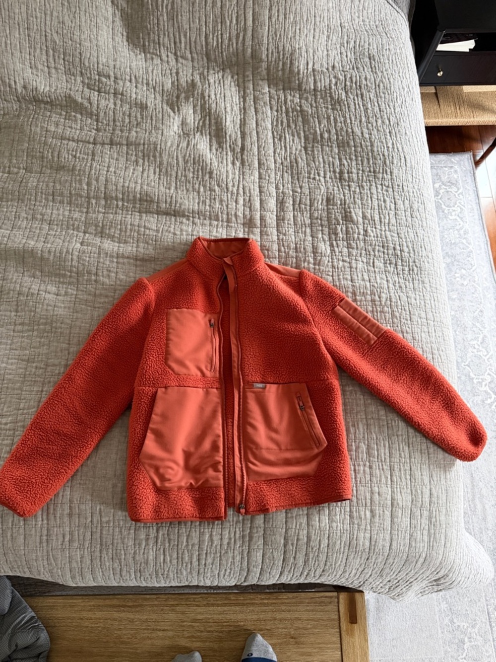 Figs Coral Sherpa Jacket with Zip